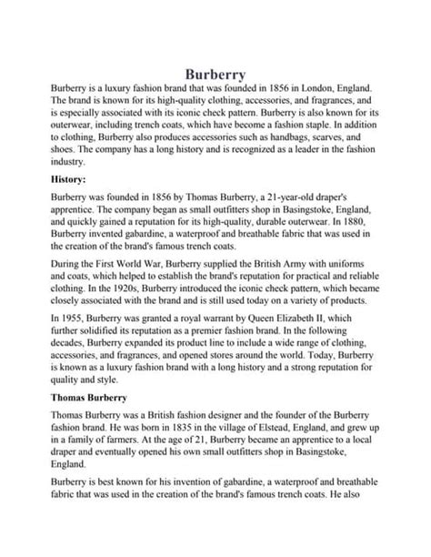 burberry brand identity pdf|when was burberry established.